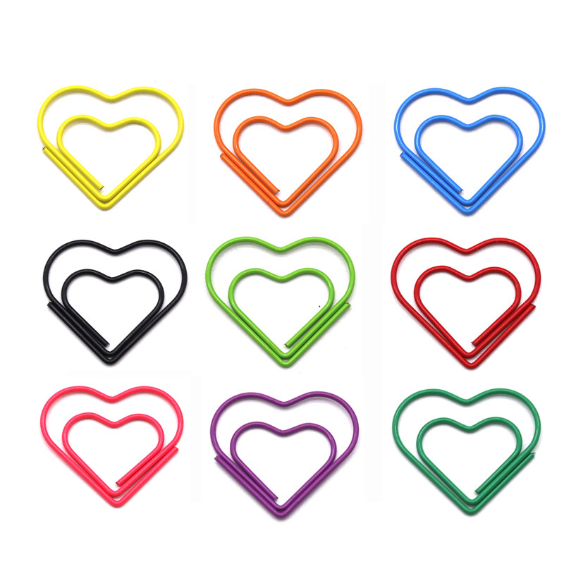 Creative heart-shaped girl cute photo clip color love paper clip wholesale bookmark paper clip office note clip