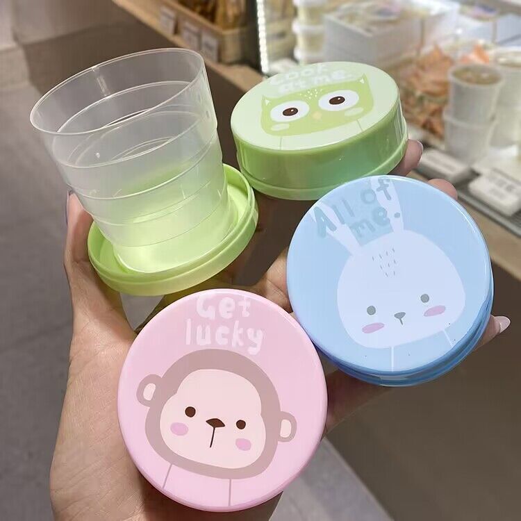 Outdoor Portable Cup Foldable Cup Mouthwash Cup Retractable Cup Cartoon Travel Folding Cup Travel Heat Insulation Cup