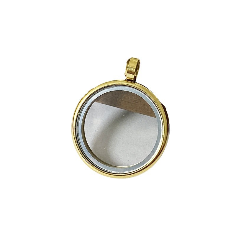 Xizang titanium steel thangka double-sided transparent glass gabu box multi-size optional hand-painted French eye pendant wholesale