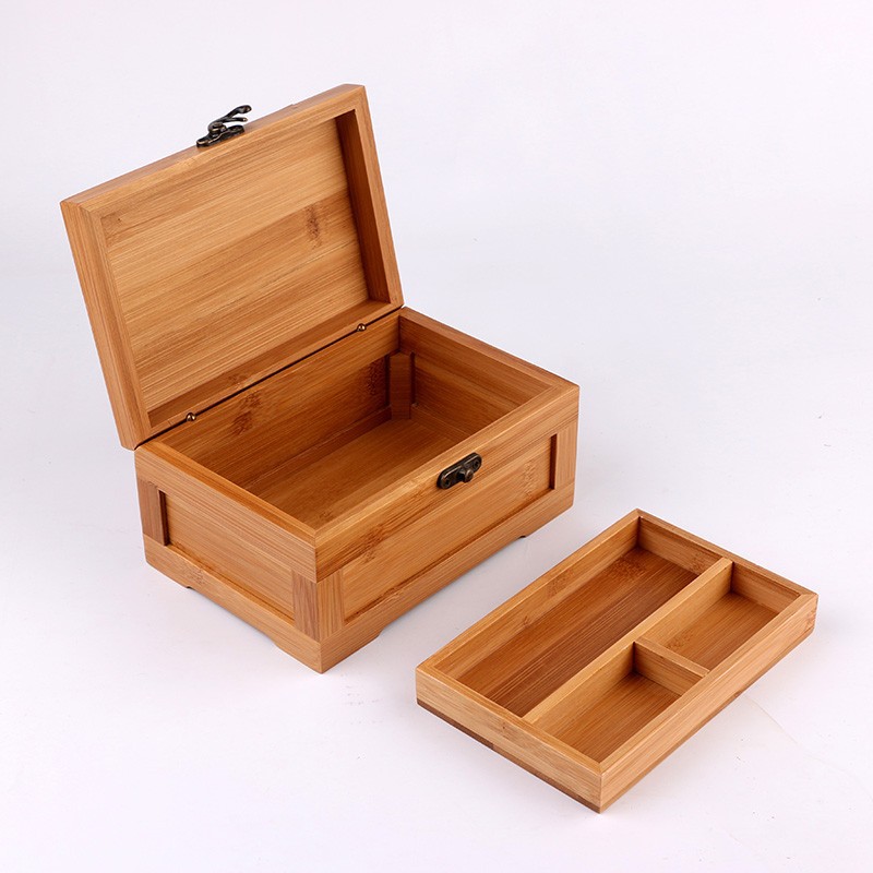 Supply Bamboo Crafts Princess Korean-style Bamboo Jewelry Box Double-layer Desktop Jewelry Storage Box Collection Box