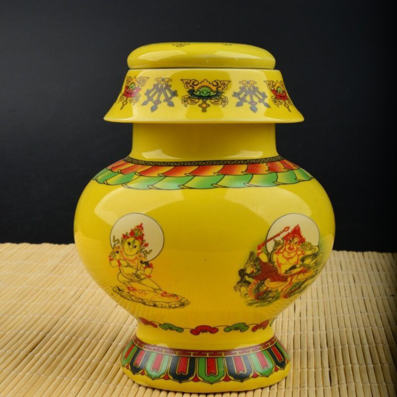Treasure Bottle Packing Treasure Bottle Ornaments Ceramics Eight Auspicious Dragon King Xizang Home Buddha Hall for Treasure Bottle