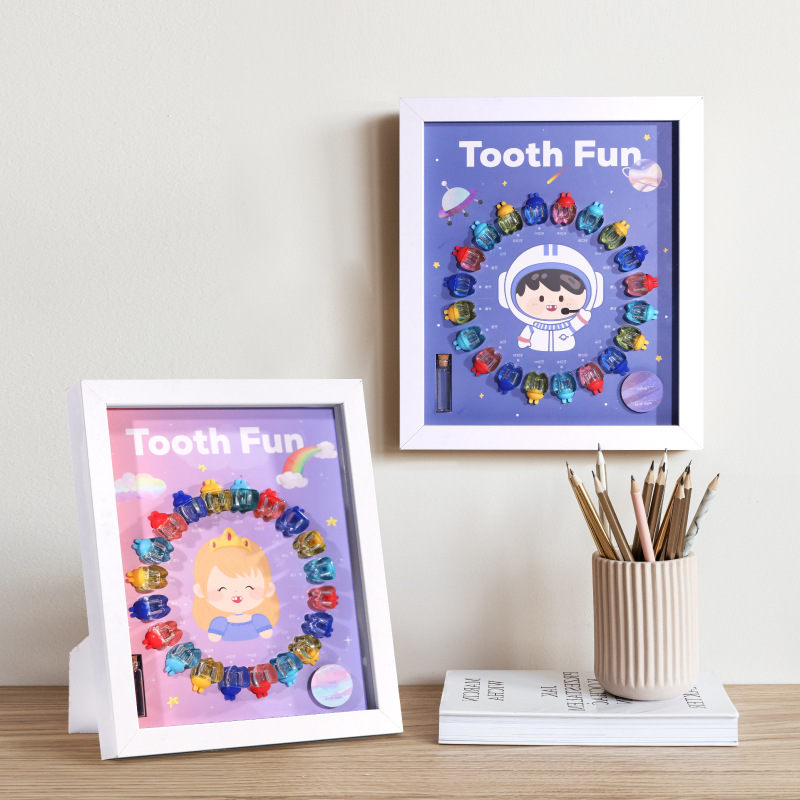 T9 Wooden Photo Frame Deciduous Teeth Box Transparent Crystal Teeth House Boys and Girls New Deciduous Teeth Storage Frame