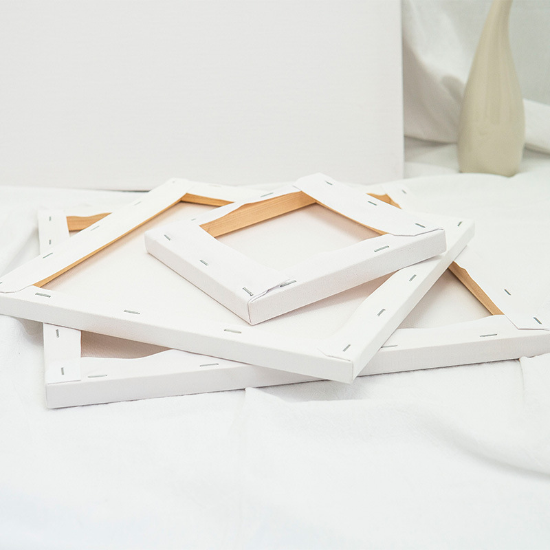Cross-border drawing board art raw gouache painting room diy acrylic oil painting frame white cloth linen fine grain oil painting board solid wood frame