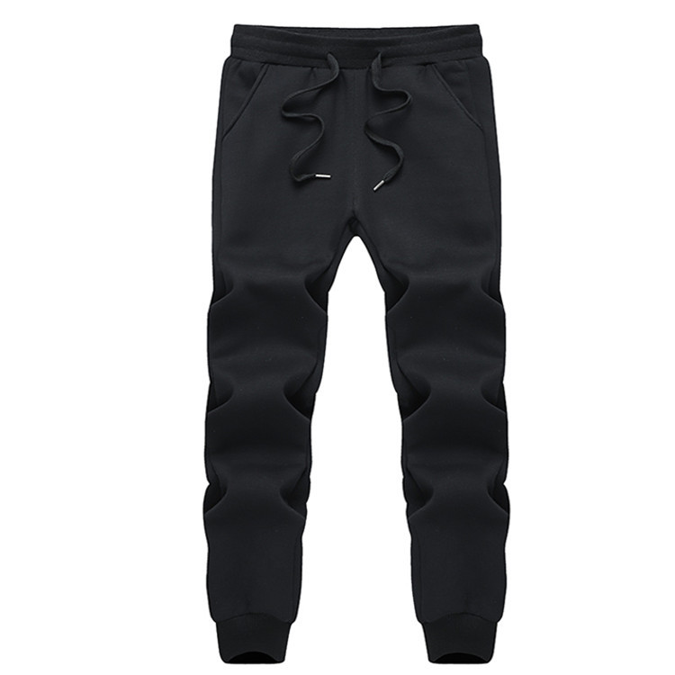 Fleece-lined thick lambswool autumn and winter sweatpants loose ankle-tied pants sports casual trousers men