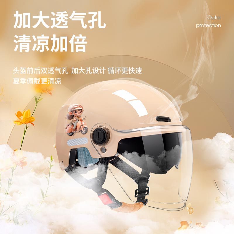 New National Standard 3C Certified Electric Motorcycle Helmet for Men and Women, Summer Sun Protection Double Mirror Cap, Universal for All Seasons