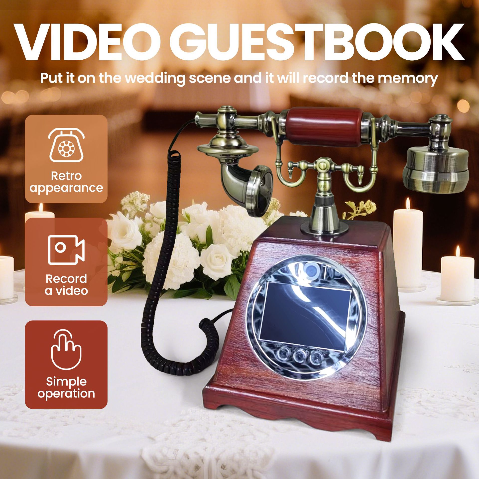 Cross-Border Exclusive 2K Video Guestbook for Weddings, Parties, Birthdays, Instant Photo High-Definition Video Message Phone