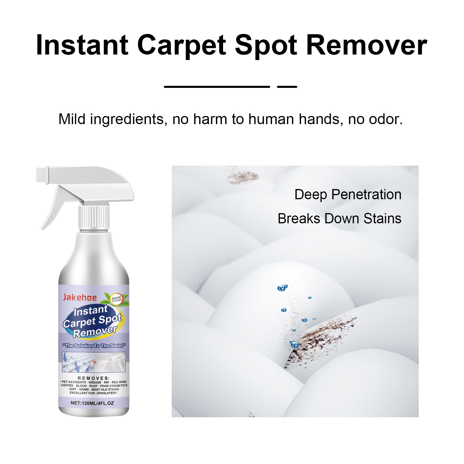 JAKEHOE carpet stain remover carpet special easy cleaning stain removal clean lasting fragrance detergent