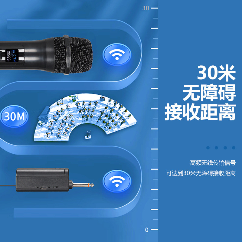 Wireless Microphone One-To-Two Portable Home Ktv Outdoor Karaoke Live Broadcast Amplifier Sound Card Universal Microphone
