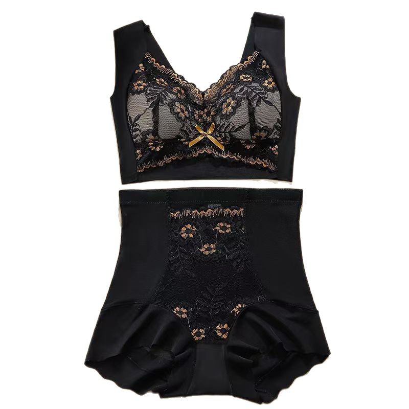 [Bra + Tummy Control Pants] Seamless Bra Push-Up Beauty Back Underwear High Waist Tummy Control Butt Lift Fat mm Slimming Large Size