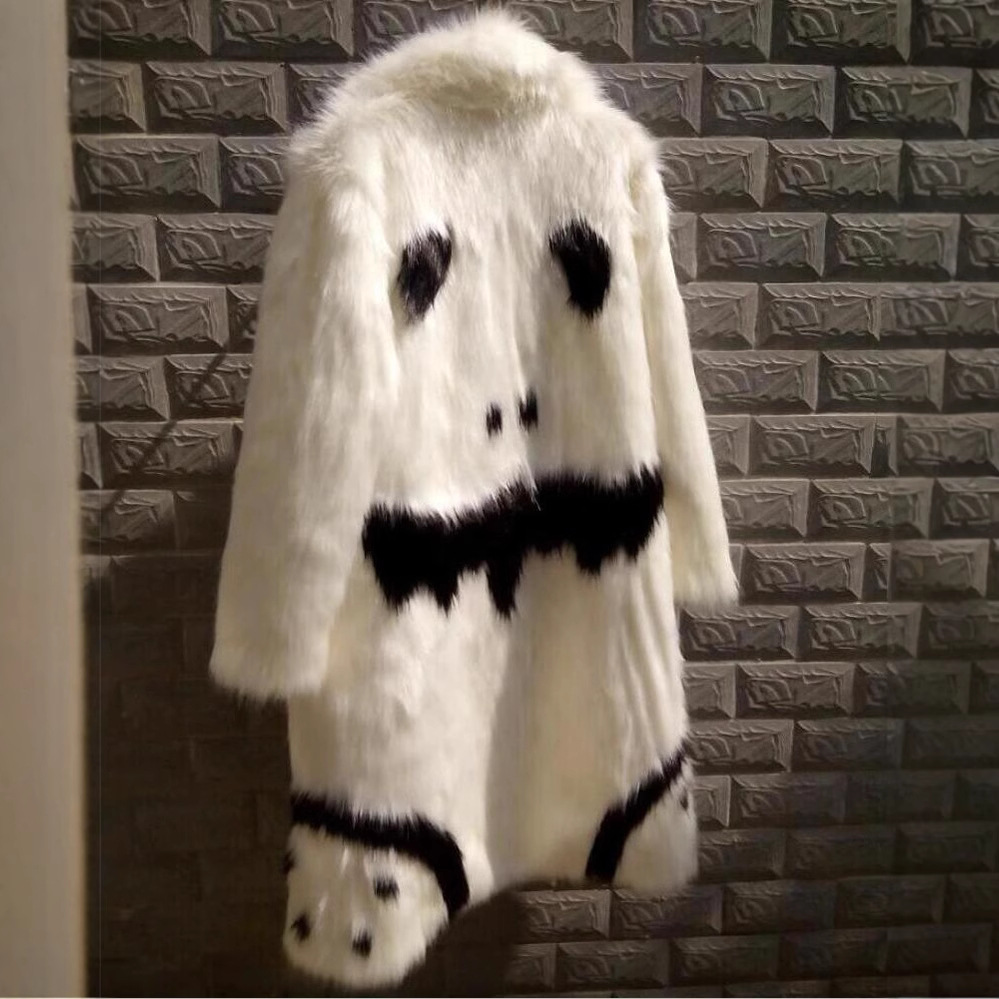 Amazon Hot Selling Fur Coat Men's Winter 2018 White Devil Long Windbreaker Faux Fur Fox Thick Coat