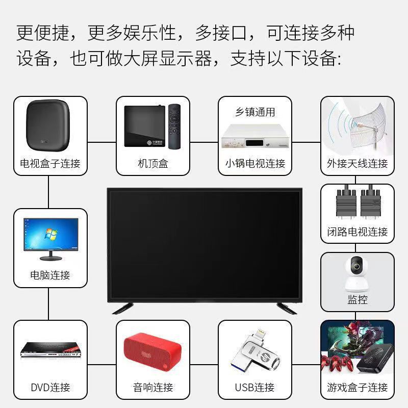 4K Borderless 55inch Smart Tv Lcd 65inch High-Definition Color Tv 75 Export Tv 85inch Tempered and Explosion-Proof