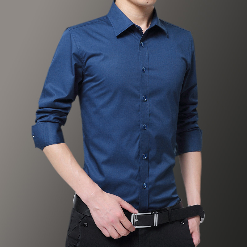 Long sleeve shirt men's Korean-style slim fit spring and autumn clothes handsome gray men's shirt trendy casual formal wear inch clothes