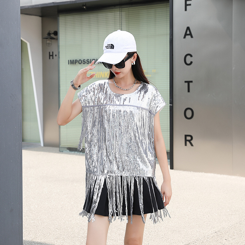 Popular Jazz Dance Clothing t Stage Tassel Sequins Cool Model Fashion Technology Sense Sequin Performance Clothing Catwalk Fashion Clothing