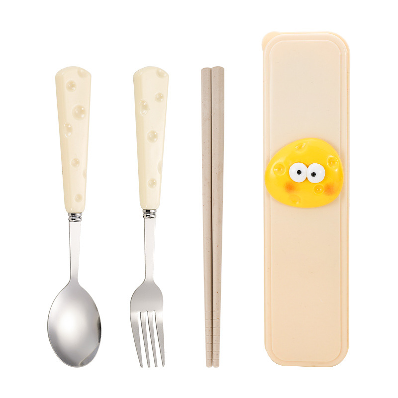 High-Looking Spoon Household Stainless Steel Fork Cute Girly Heart Tableware Cheese Spoon Fork Kidsren Eating Fork Spoon