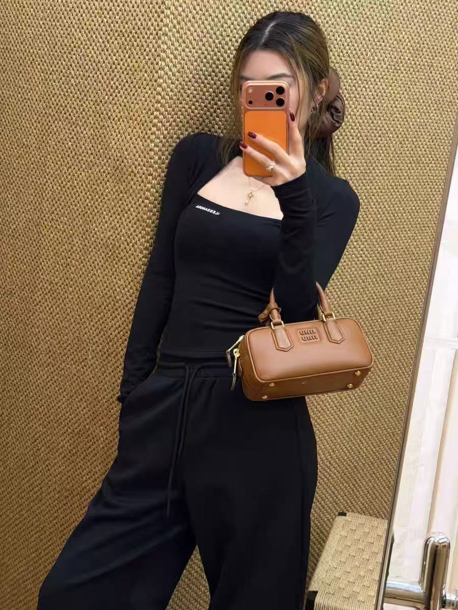 Le Brand Nanyou High-Quality In-Stock Square-Neck Halter-Neck Printed Slim-Fit Long-Sleeve Solid Color T-Shirt for Layering