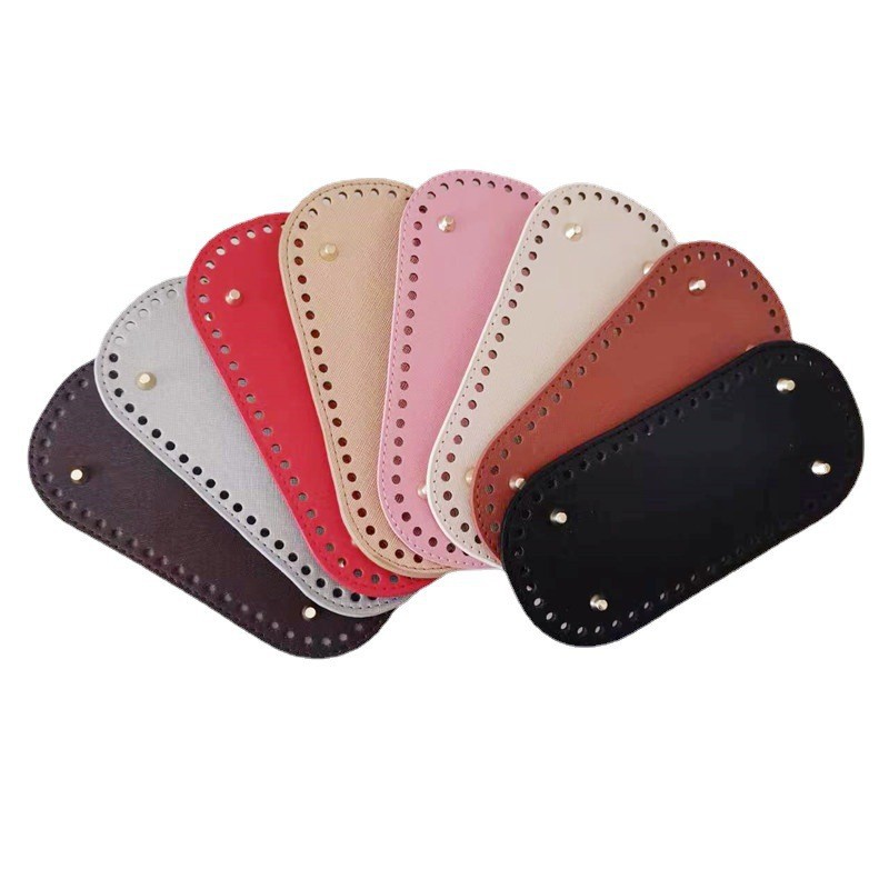Luggage Accessories DIY Hand-Woven Bag Bottom Pu Cross Pattern 22*10cm Oval Bag Bottom Spot Wholesale
