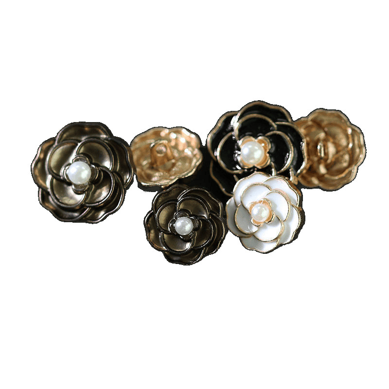 Vintage-Style Metal Flower-Shaped Buttons Pearl Buttons for Blazers, Coats, Sweaters Decorative Buttons Versatile Buttons