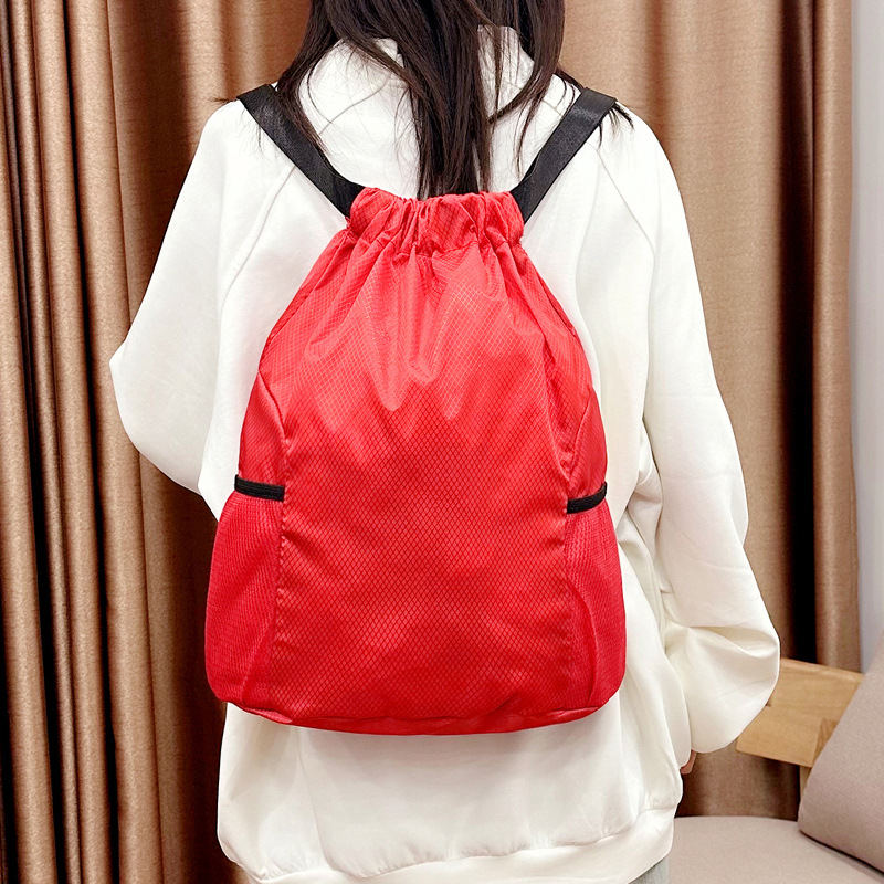 Drawstring large capacity storage bag, drawstring backpack, printed logo, lightweight fitness bag
