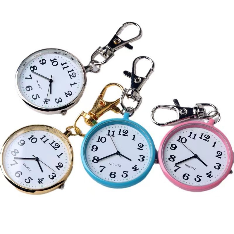 Keychain Watch for Exams, Student Luminous Pocket Watch with Clear Large Numbers, Nurse Watch, Quartz Watch with Chain
