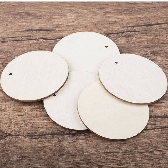 6/8cm Plum Blossom Round Heart-shaped Wooden Prayer Card Punched and Listed Wish Blessing Activity Wooden Card Kindergarten