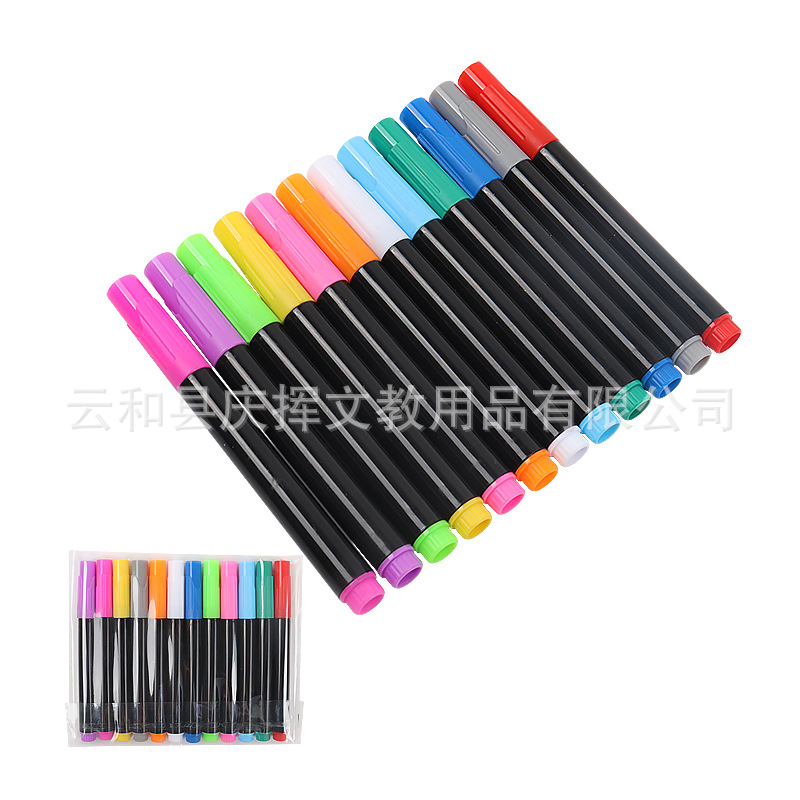 Water Chalk Acrylic Children Graffiti Blackboard Pen Dust-free Liquid Chalk LED Light Board Pen Fluorescent Color Pen