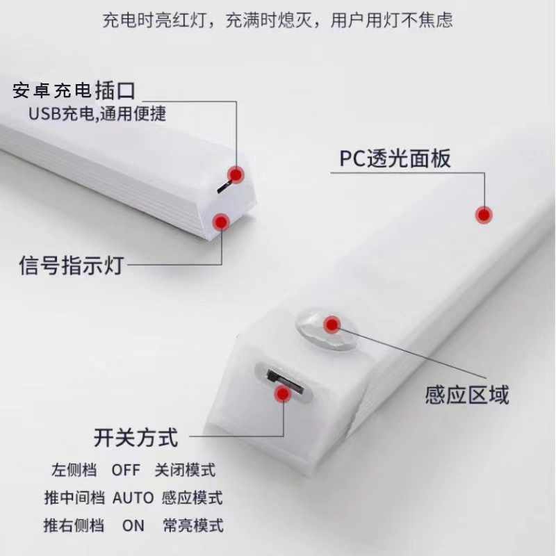 led human body induction wardrobe Lamp Cabinet lamp wine cabinet shoe cabinet lamp magnetic induction night light strip usb rechargeable lamp