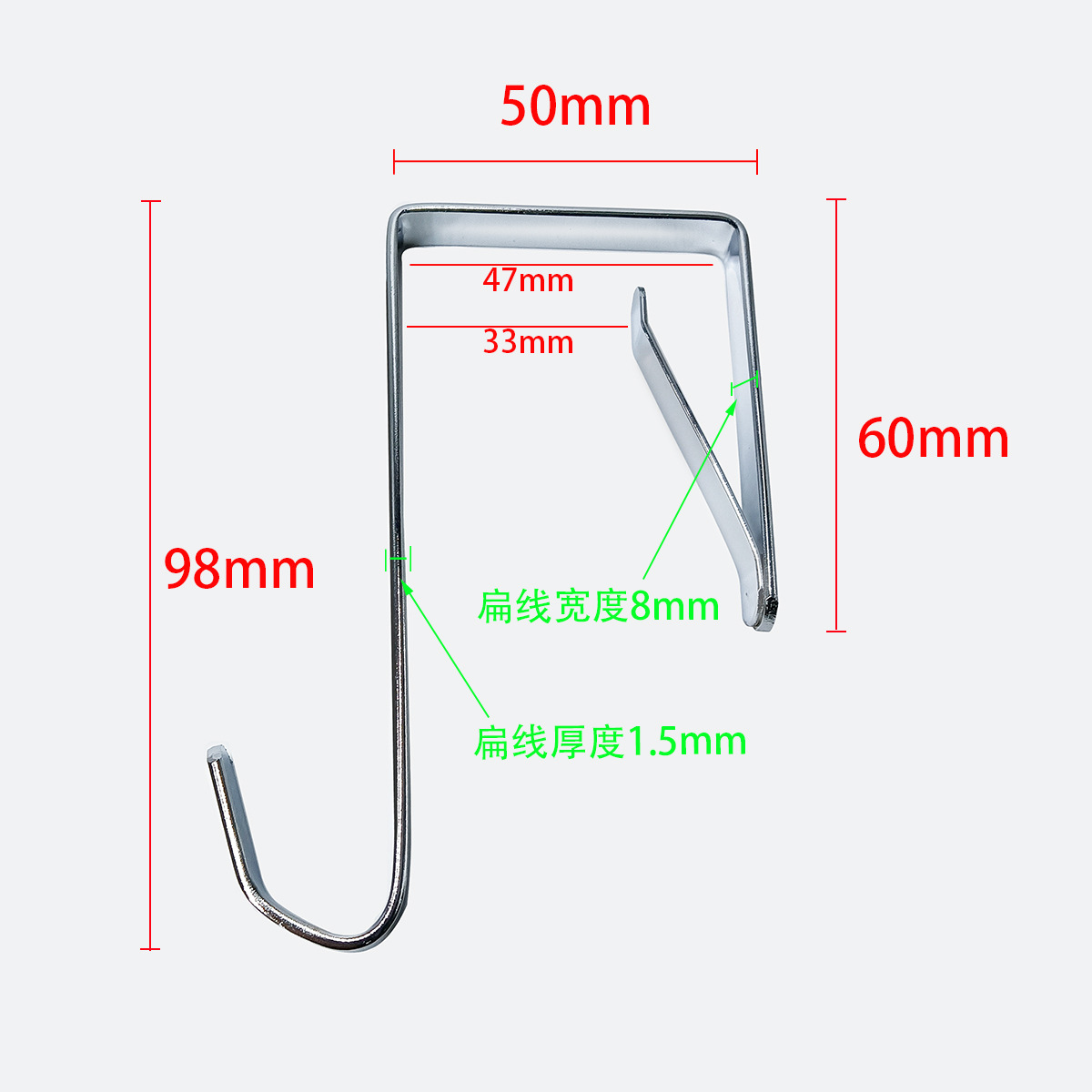 8mm Storage Hanging Bag Door Hook, 6mm Spring Hook, Universal Traceless Hook with Barb, No-Drill Hook, Flat Hook for Door