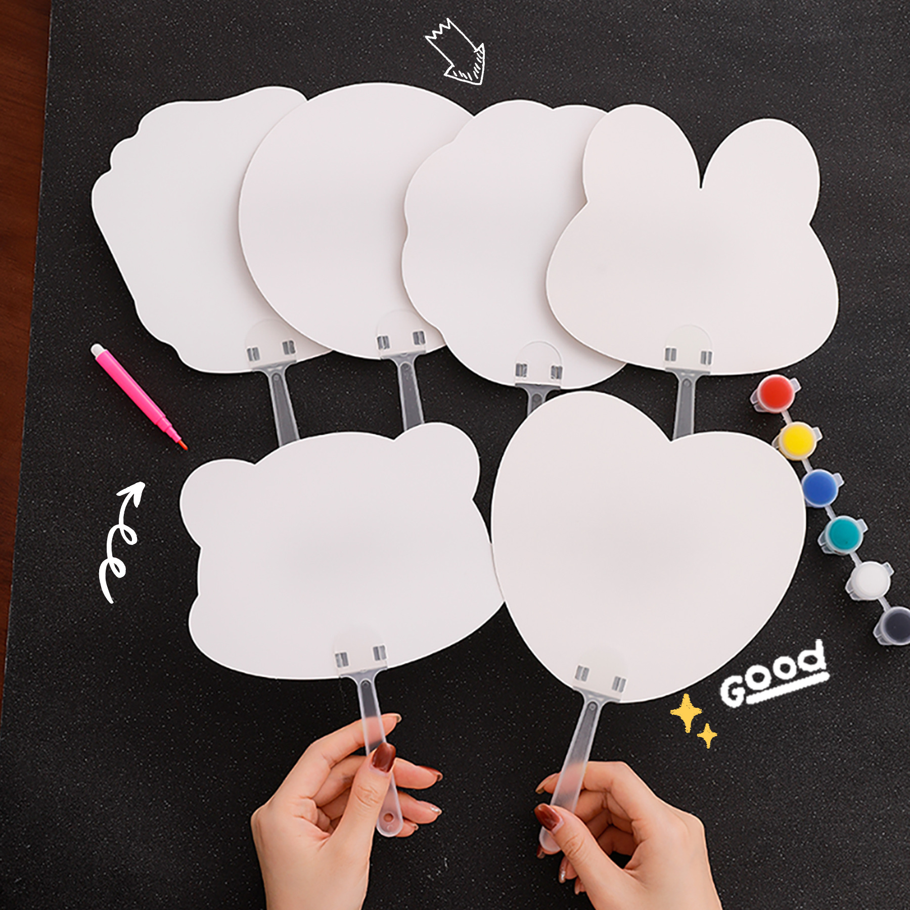 blank diy fan primary school students summer handmade activity drawing small gift kindergarten children hand-held small fan