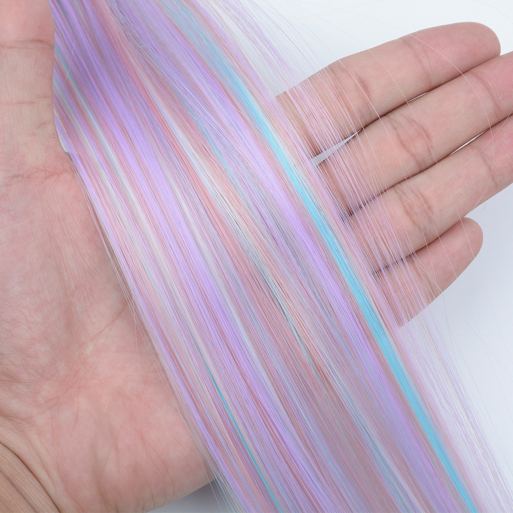 Color hair extension single card ear dyeing wig straight highlight invisible clip in hair extensions