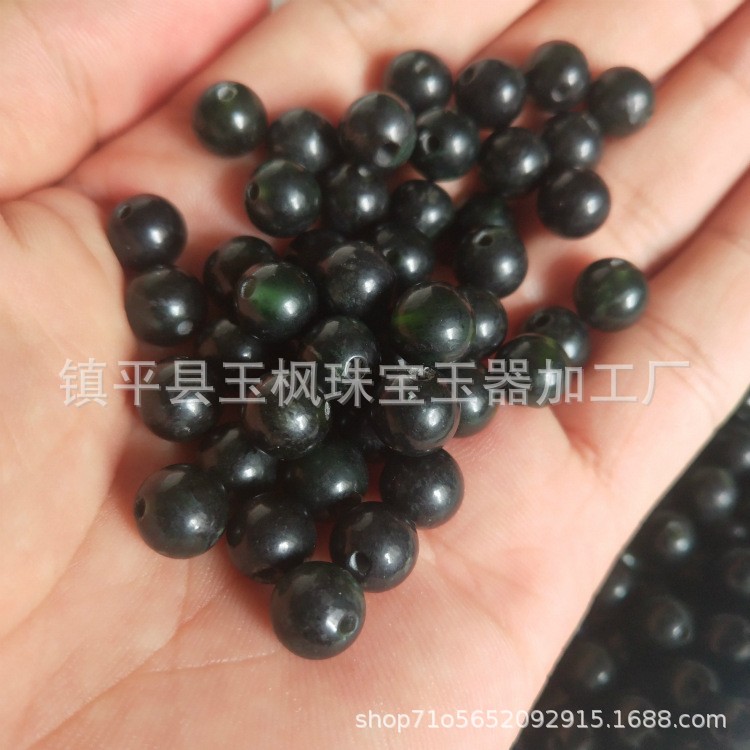 Factory wholesale medicine Wang stone loose beads black green jade beads large favorably broadcast source manufacturers