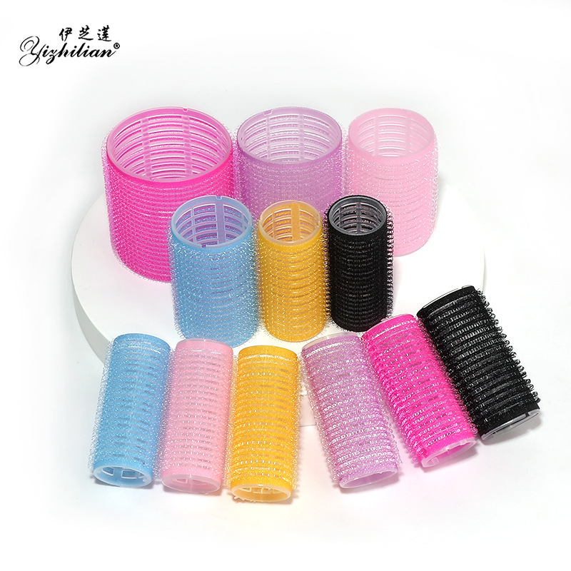 Bulk transparent roll core hair curler wholesale hair root fluffy curly hair air bangs roll self-adhesive hair curler Velcro