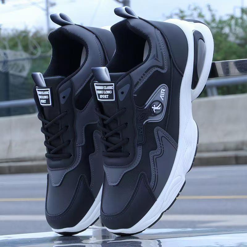 2025 New Shoes Men's Leather Waterproof Soft Sole Dad Shoes Soft Sole Lightweight Trbottomy Shoes Men's Casual Sports Shoes Douyin