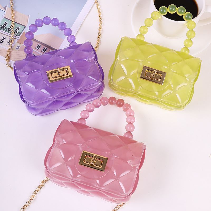 2024 New Women's Shoulder Bag Fashionable Pearl Chain Crossbody Bag Factory Ready Stock Portable Mini Jelly Bag