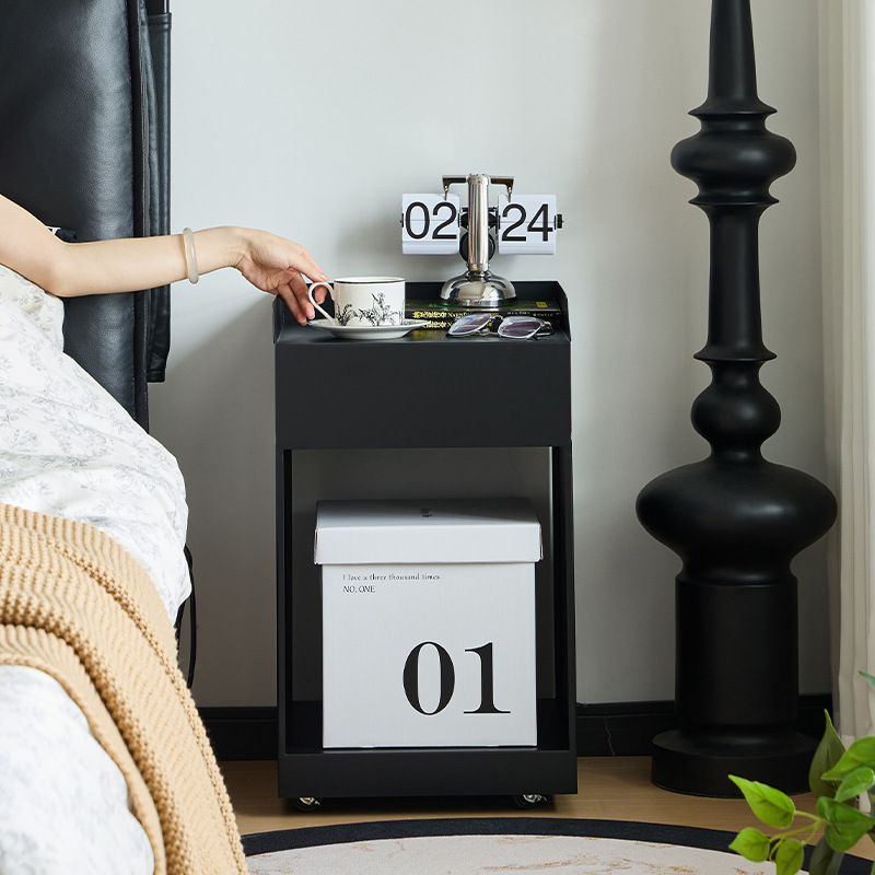 Small Four Mobile Side Table Living Room Home Internet Celebrity Coffee Table Bedroom Middle Ancient Bedside Table Movable Cart Sofa Side Cabinet