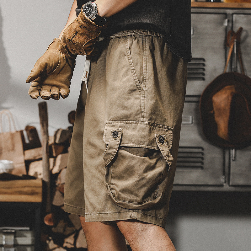 American Heavyweight Retro Cargo Shorts Men's Summer 2023 New Ins Trendy Large Size Casual Five-Quarter Pants for Men