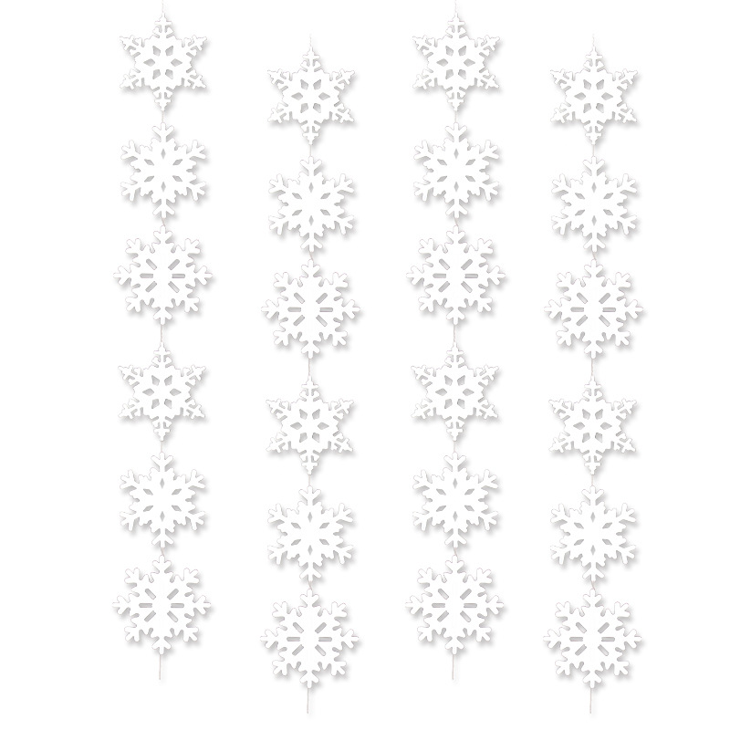 Christmas Snowflake Latte Art Pendant Christmas Tree Ornament White Snowflake String Christmas Party Decoration Supplies Wholesale