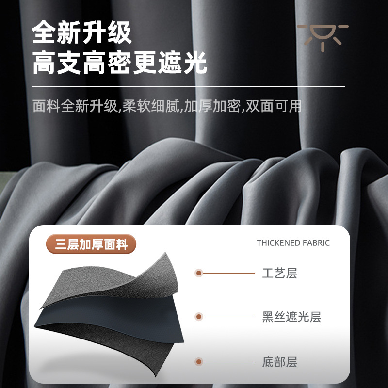 Office Curtain Finished Product Wholesale School High Precision Heat Insulation Sunscreen Shade Cloth Engineering Hotel Full Shading Curtain
