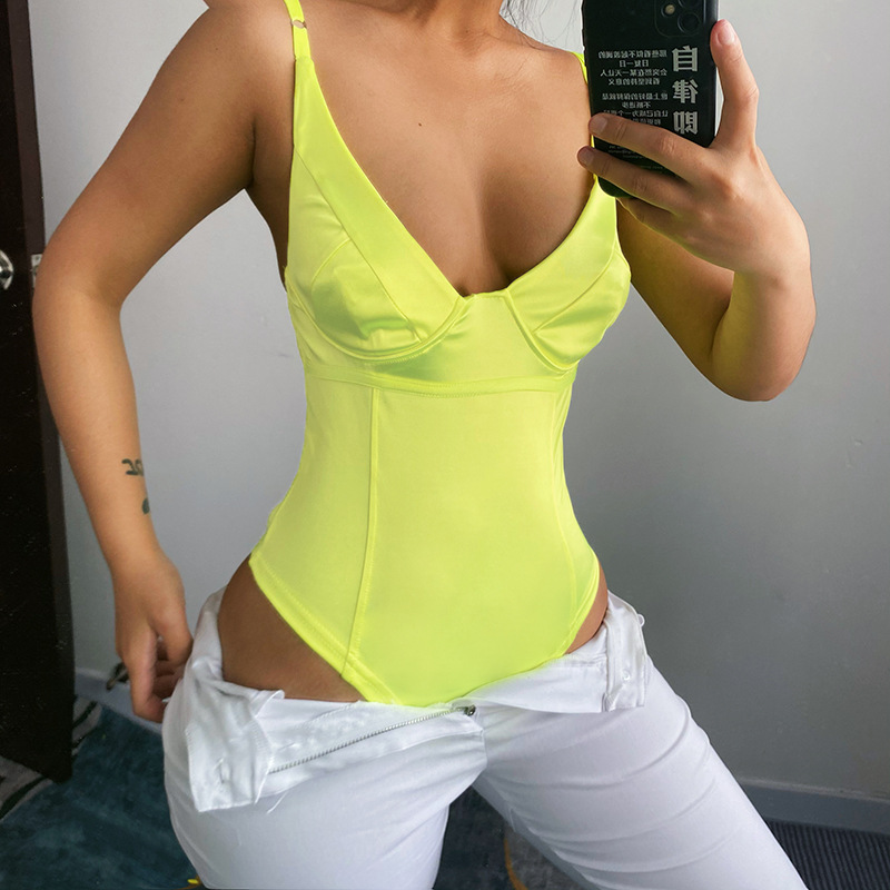 80168 camisole solid color jumpsuit women's European and American women's summer fashion sexy backless jumpsuit wholesale