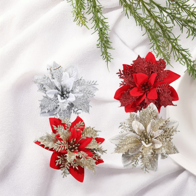 Искусственные цветы высокого класса, трехслойные, золотые и розовые, рождественские аксессуары, декор