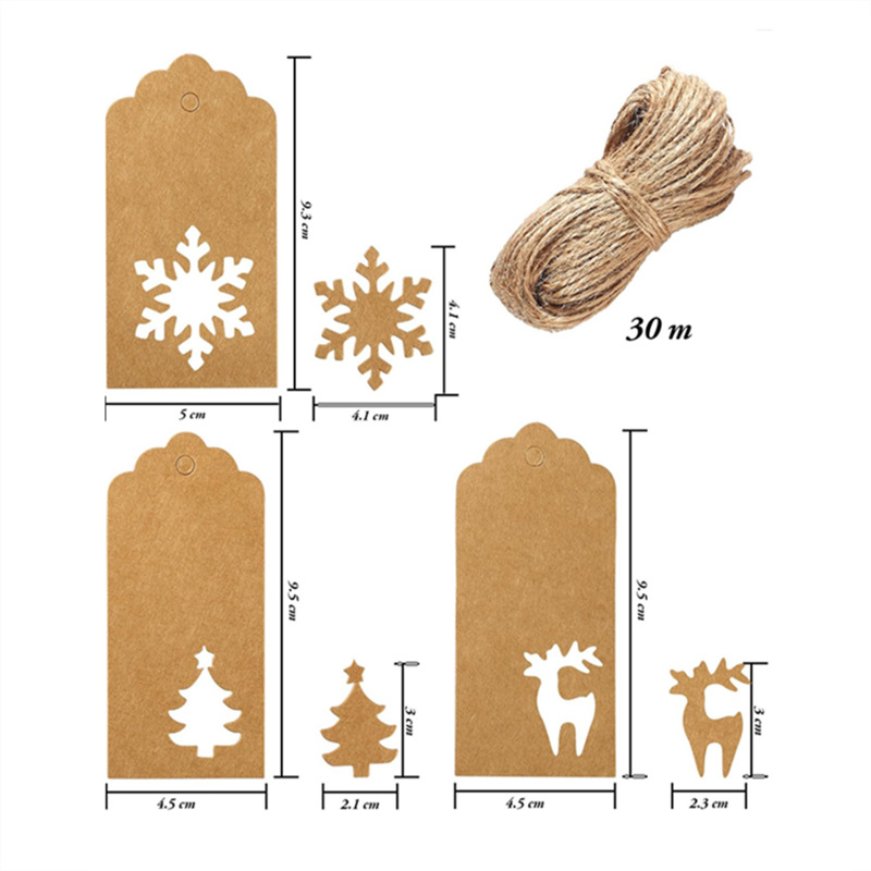 Cross-Border 350g High-End Kraft Paper Cut Out Tag Christmas Snowflake Elk Special-Shaped Party Blank Decorative Label