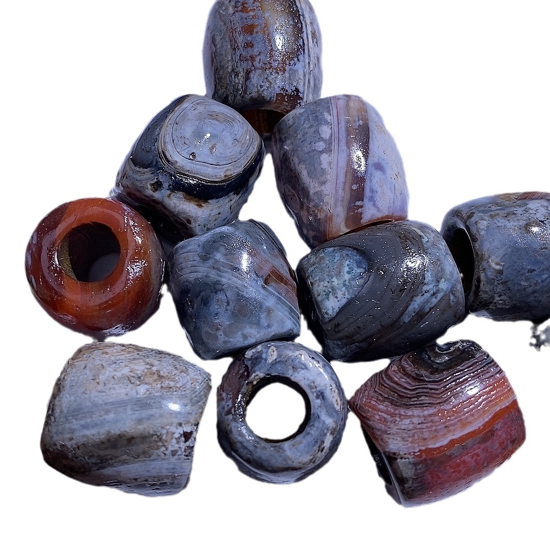 Natural Agate Large Hole DIY Scattered Beads Multi-Beads Old Agate Antique Agate Beads Red Agate Chopped Beads
