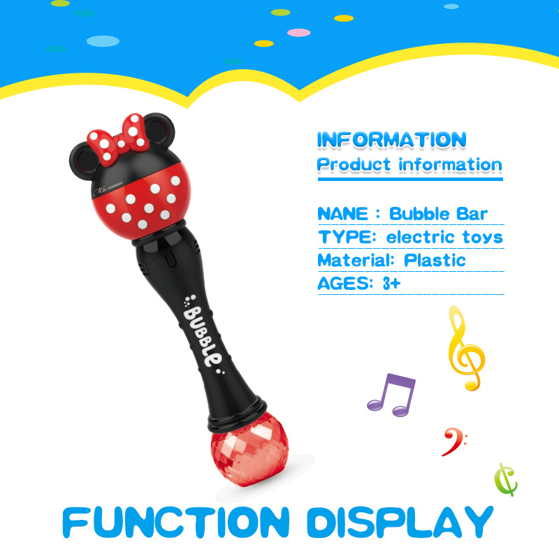 Children's Bubble Stick Cartoon Electric Colorful Light Music Meng Le Mouse Blowing Bubble Stick Fun Handheld Outdoor Toys
