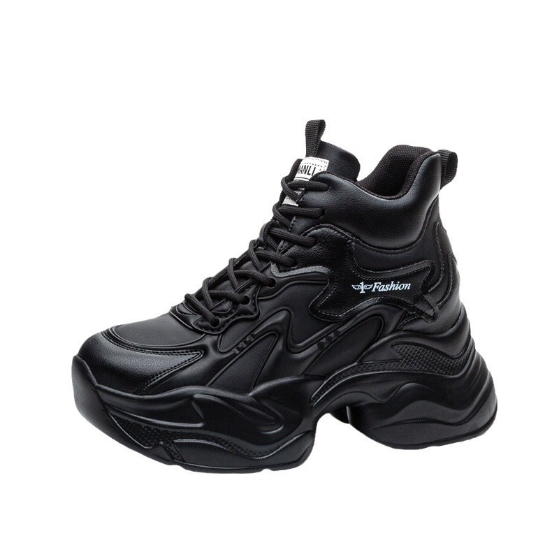 European station leather torre shoes women's 2024 new autumn and winter small thick bottom increased sports women's shoes winter fleece-lined