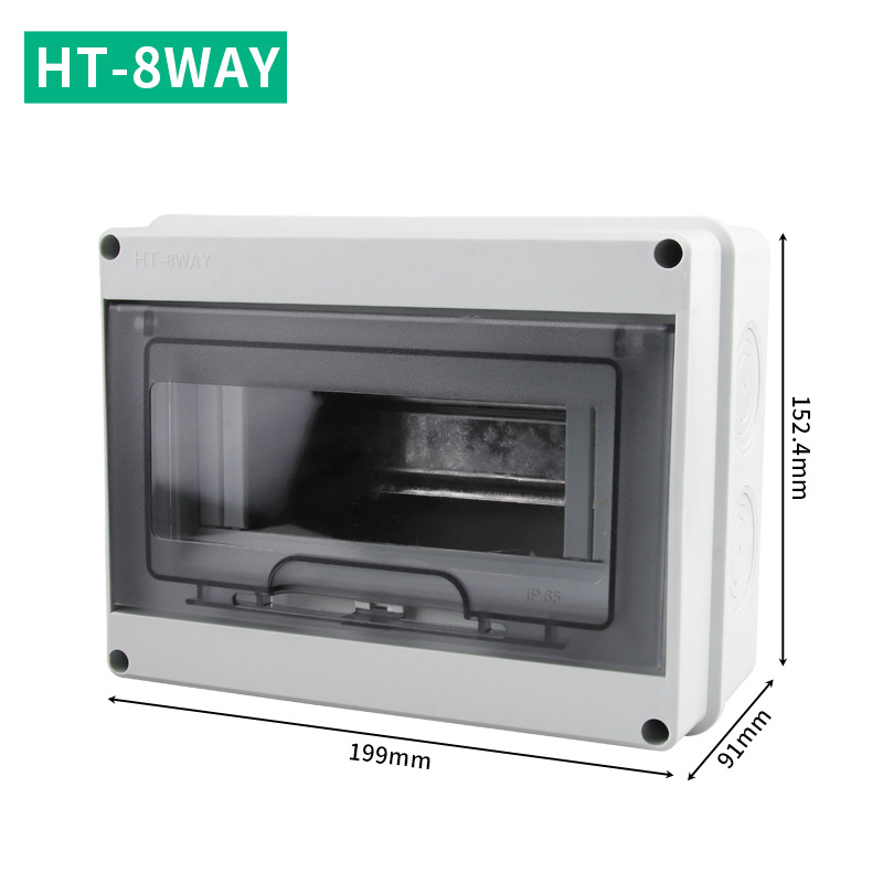Heightened Ht-8 Waterproof Distribution Box Surface-Mounted 8-Circuit Plastic Waterproof Box Charging Pile Leakage Switch Protection Box 8-Bit