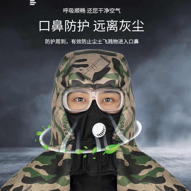 Wind Hat, Dustproof Hat, Mask with Shawl, Remover, Men's and Women's Labor Protection Work Cape Hat, Breathable, Dustproof and Dustproof