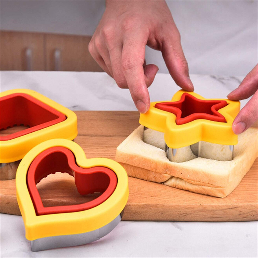 Stainless Steel Sandwich Cutting Mold Sandwich Bread Dinosaur Mold Cartoon Heart Shape Biscuit Mold Toast Fruit Cutter