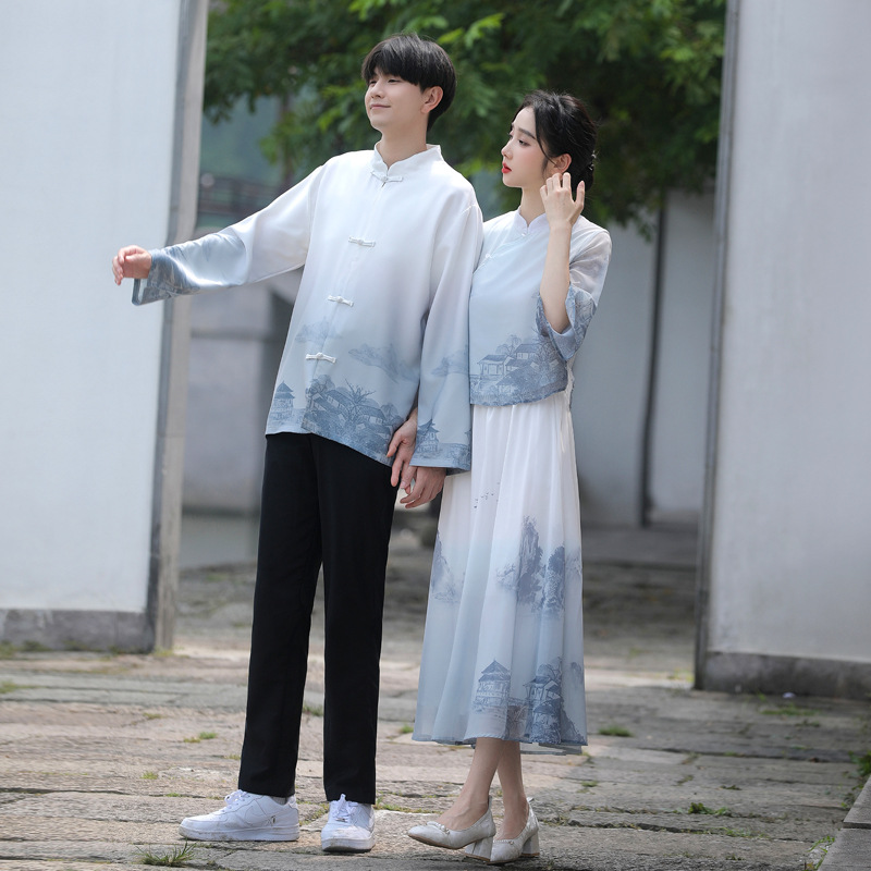 Junior high school student formal wear class clothes New Chinese Republic of China improved cheongsam dress Chinese style performance clothes class clothes couple clothes
