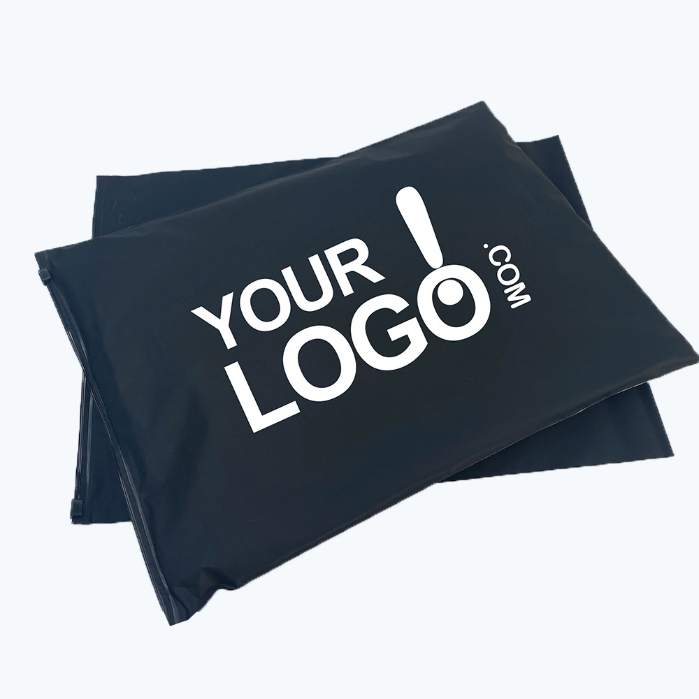 Frosted Zipper Bag Custom Printed Logo Cpe Thickeneded Black Frosted Zipper Bag Matte Zipper Bag