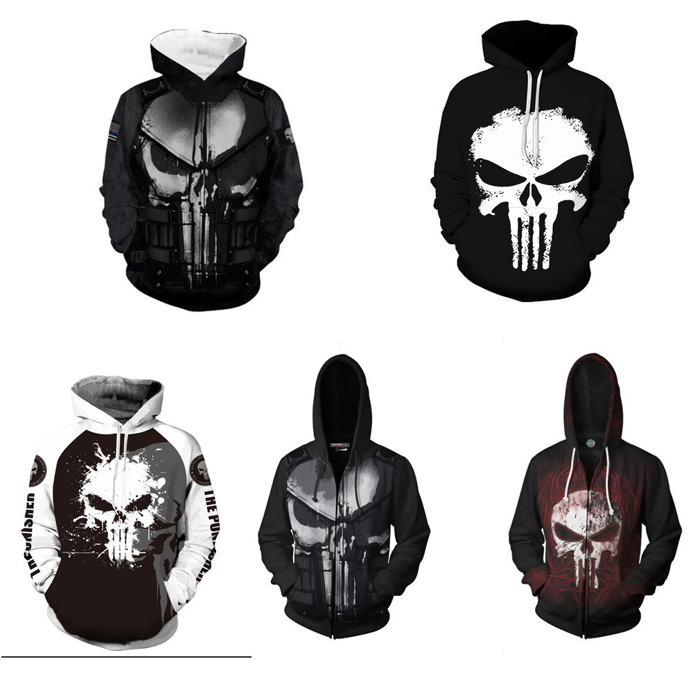 Marvel Каратель Каратель 3D цифровая печать капюшонный повседневный мужской и женский худи косплей аниме худи