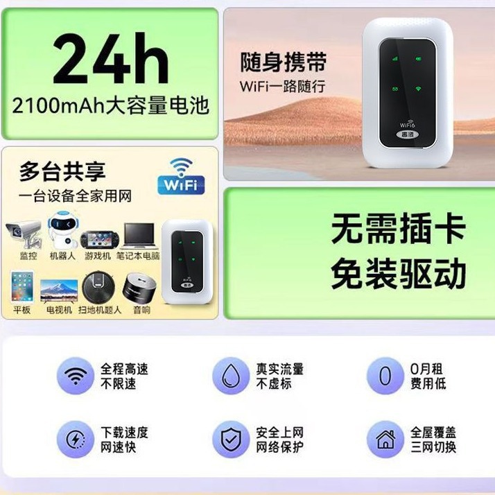 portable wifi6 router home outdoor mobile phone live broadcast artifact wireless network unlimited traffic router